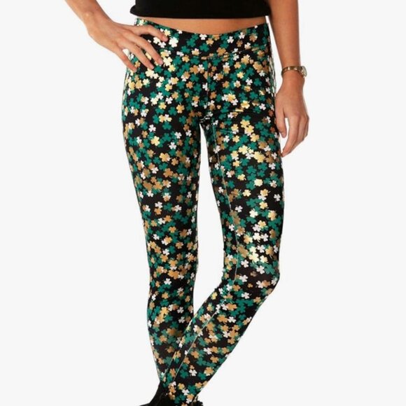 Tipsy Elves Clusterluck St. Patricks‎ Day Clover Pattern Leggings - Picture 1 of 7
